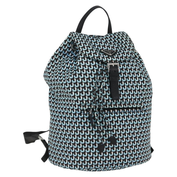 PRADA Rugzak Nylon Lichtblauw Zilver Auth 158915SAM