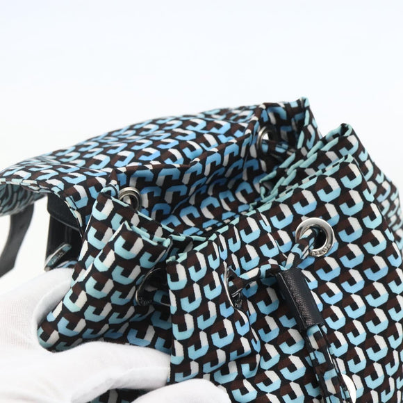 PRADA Rugzak Nylon Lichtblauw Zilver Auth 158915SAM