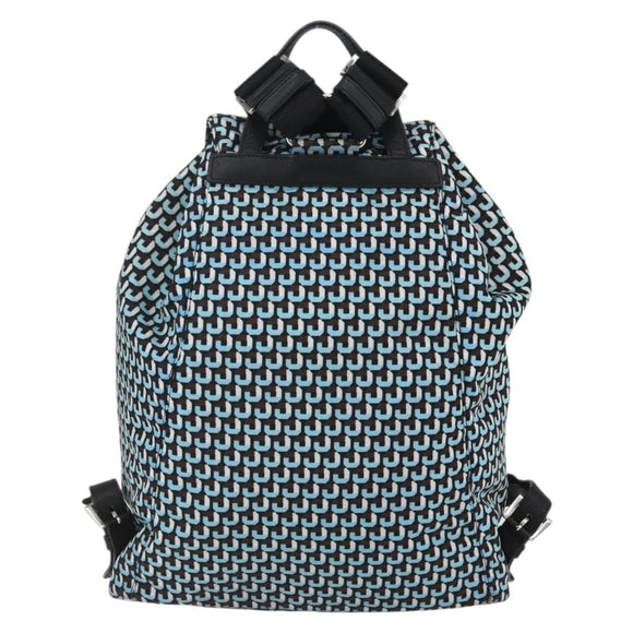 PRADA Rugzak Nylon Lichtblauw Zilver Auth 158915SAM