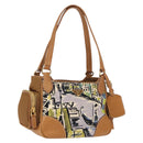 PRADA Shoulder Bag Canvas Brown Gold Auth 158922-1