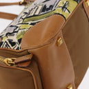 PRADA Shoulder Bag Canvas Brown Gold Auth 158922-10