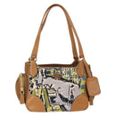PRADA Shoulder Bag Canvas Brown Gold Auth 158922-2