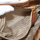 PRADA Shoulder Bag Canvas Brown Gold Auth 158922-24