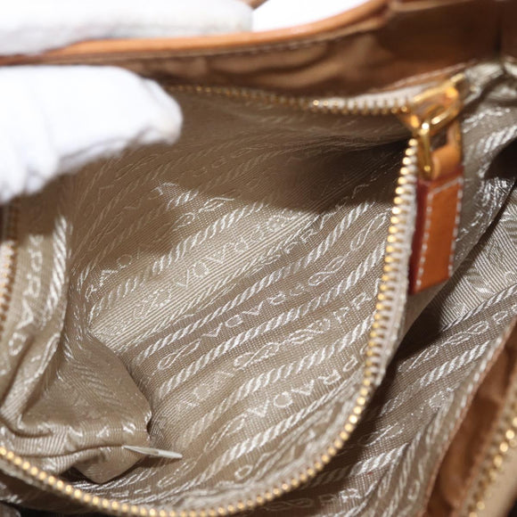 PRADA Shoulder Bag Canvas Brown Gold Auth 158922