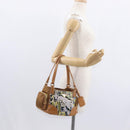 PRADA Shoulder Bag Canvas Brown Gold Auth 158922-26