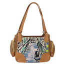 PRADA Shoulder Bag Canvas Brown Gold Auth 158922-3