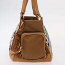 PRADA Shoulder Bag Canvas Brown Gold Auth 158922-4