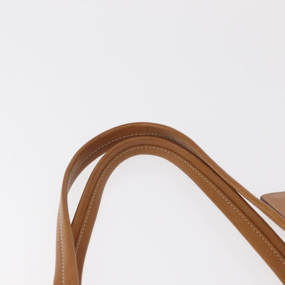 PRADA Shoulder Bag Canvas Brown Gold Auth 158922