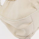 FENDI Mia Chain Hand Bag Canvas White Gold Auth 158923-9