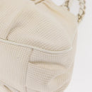 FENDI Mia Chain Hand Bag Canvas White Gold Auth 158923-14