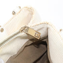FENDI Mia Chain Hand Bag Canvas White Gold Auth 158923-23