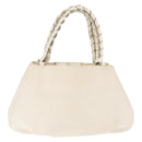 FENDI Mia Chain Hand Bag Canvas White Gold Auth 158923-2