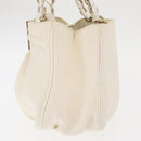 FENDI Mia Chain Hand Bag Canvas White Gold Auth 158923-3