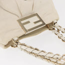 FENDI Mia Chain Hand Bag Canvas White Gold Auth 158923-6