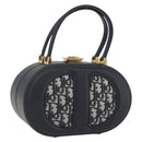 Christian Dior Trotter Canvas Oblique Oval Bag Hand Bag Navy Gold Auth 158924SM-1