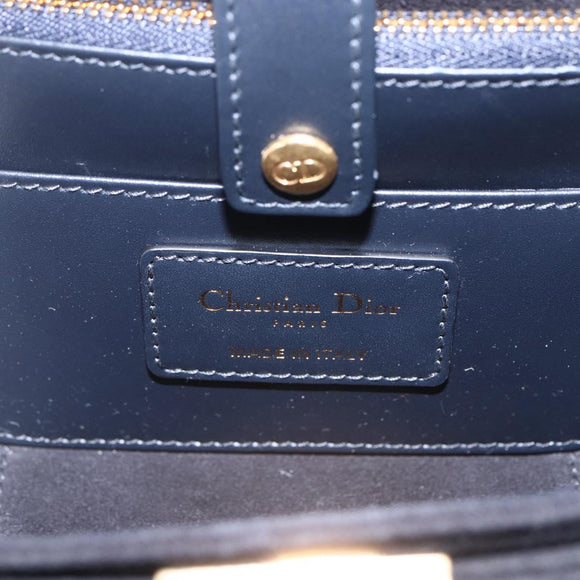 Christian Dior Trotter Canvas Oblique Oval Bag Hand Bag Navy Gold Auth 158924SM