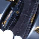 Christian Dior Trotter Canvas Oblique Oval Bag Hand Bag Navy Gold Auth 158924SM-17