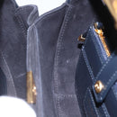 Christian Dior Trotter Canvas Oblique Oval Bag Hand Bag Navy Gold Auth 158924SM-19