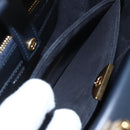 Christian Dior Trotter Canvas Oblique Oval Bag Hand Bag Navy Gold Auth 158924SM-20