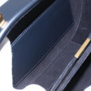 Christian Dior Trotter Canvas Oblique Oval Bag Hand Bag Navy Gold Auth 158924SM-21