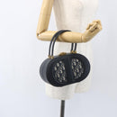 Christian Dior Trotter Canvas Oblique Oval Bag Hand Bag Navy Gold Auth 158924SM-25