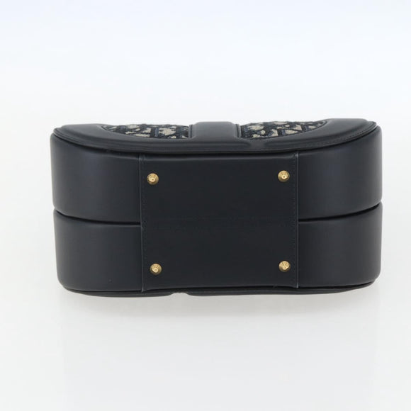 Christian Dior Trotter Canvas Oblique Oval Bag Hand Bag Navy Gold Auth 158924SM