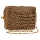 CHANEL Matelasse Chain Shoulder Bag Lamb Skin Brown Gold CC Auth 158929A-1