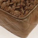 CHANEL Matelasse Chain Shoulder Bag Lamb Skin Brown Gold CC Auth 158929A-13