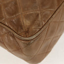 CHANEL Matelasse Chain Shoulder Bag Lamb Skin Brown Gold CC Auth 158929A-14
