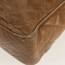 CHANEL Matelasse Chain Shoulder Bag Lamb Skin Brown Gold CC Auth 158929A-15