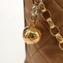 CHANEL Matelasse Chain Shoulder Bag Lamb Skin Brown Gold CC Auth 158929A-17