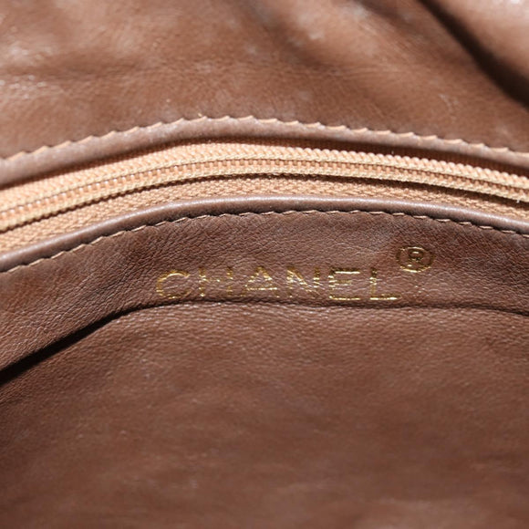 CHANEL Matelasse Chain Shoulder Bag Lamb Skin Brown Gold CC Auth 158929A