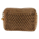 CHANEL Matelasse Chain Shoulder Bag Lamb Skin Brown Gold CC Auth 158929A-2