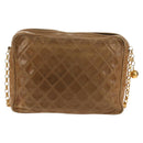 CHANEL Matelasse Chain Shoulder Bag Lamb Skin Brown Gold CC Auth 158929A-3