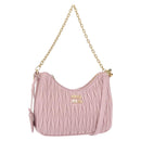 Miu Miu Matelasse Chain Shoulder Bag Leather 2way Pink Gold Auth 158932SM-1