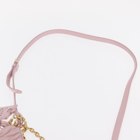 Miu Miu Matelasse Chain Shoulder Bag Leather 2way Pink Gold Auth 158932SM