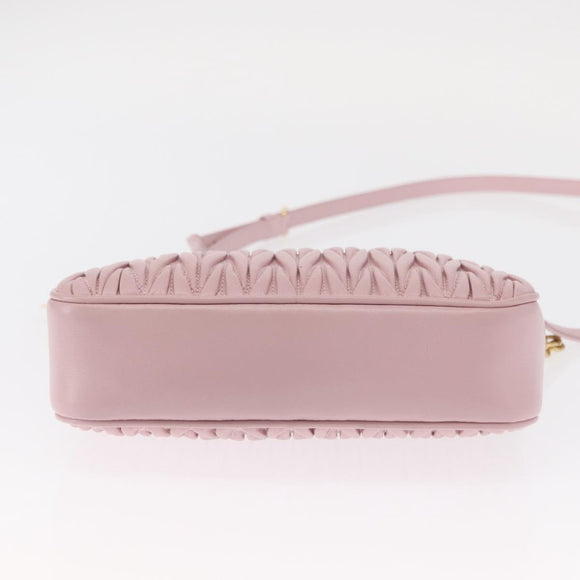Miu Miu Matelasse Chain Shoulder Bag Leather 2way Pink Gold Auth 158932SM