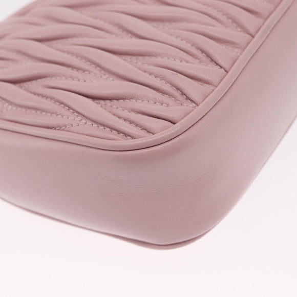 Miu Miu Matelasse Chain Shoulder Bag Leather 2way Pink Gold Auth 158932SM