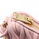 Miu Miu Matelasse Chain Shoulder Bag Leather 2way Pink Gold Auth 158932SM-10