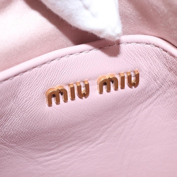 Miu Miu Matelasse Chain Shoulder Bag Leather 2way Pink Gold Auth 158932SM
