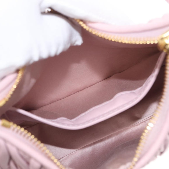 Miu Miu Matelasse Chain Shoulder Bag Leather 2way Pink Gold Auth 158932SM