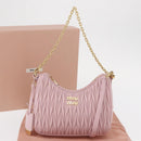 Miu Miu Matelasse Chain Shoulder Bag Leather 2way Pink Gold Auth 158932SM-12
