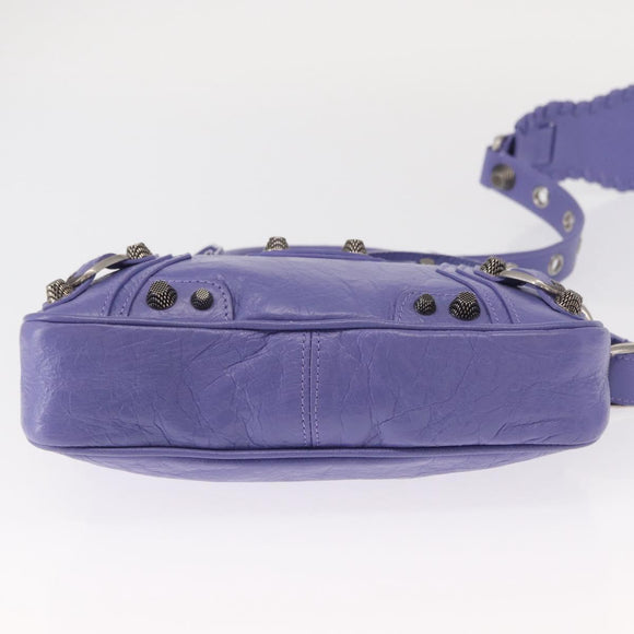 BALENCIAGA Neo Kagoul S Hand Bag Leather 2way Purple Silver 751523 Auth 158933SM