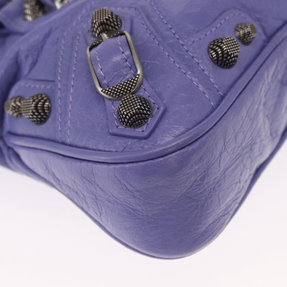 BALENCIAGA Neo Kagoul S Hand Bag Leather 2way Purple Silver 751523 Auth 158933SM