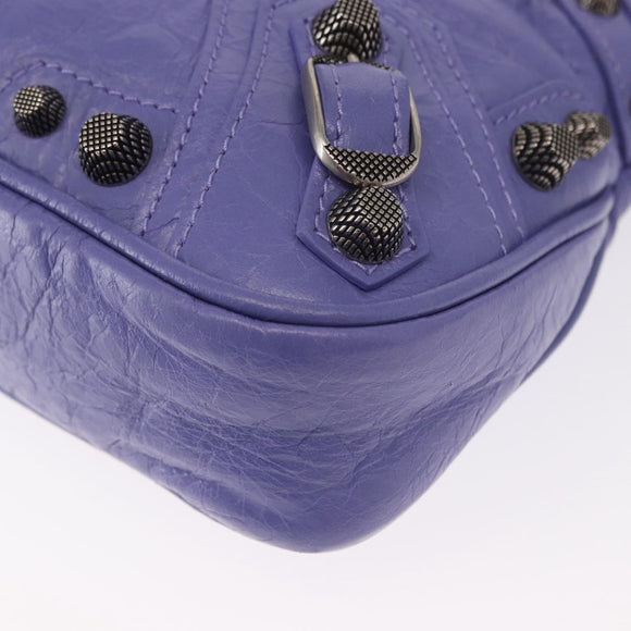 BALENCIAGA Neo Kagoul S Hand Bag Leather 2way Purple Silver 751523 Auth 158933SM