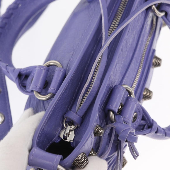 BALENCIAGA Neo Kagoul S Hand Bag Leather 2way Purple Silver 751523 Auth 158933SM