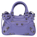 BALENCIAGA Neo Kagoul S Hand Bag Leather 2way Purple Silver 751523 Auth 158933SM-2