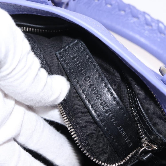 BALENCIAGA Neo Kagoul S Hand Bag Leather 2way Purple Silver 751523 Auth 158933SM