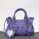 BALENCIAGA Neo Kagoul S Hand Bag Leather 2way Purple Silver 751523 Auth 158933SM-27