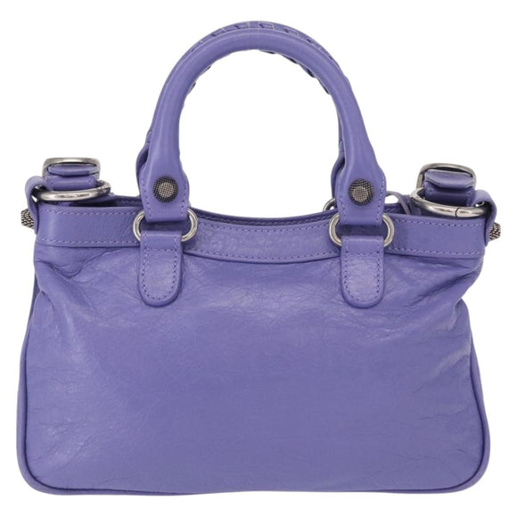 BALENCIAGA Neo Kagoul S Hand Bag Leather 2way Purple Silver 751523 Auth 158933SM